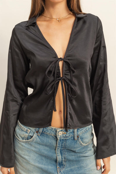 Blusa negra abierta