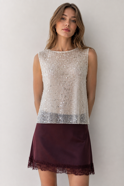 Blusa beige brillos