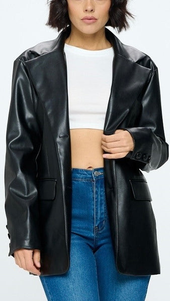 Blazer negro piel