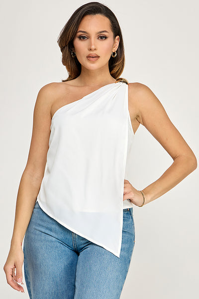 Blusa blanca un hombro