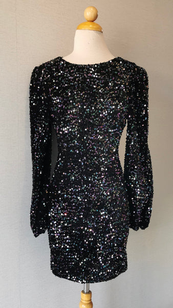 VESTIDO NEGRO LENTEJUELA TORNAZOL