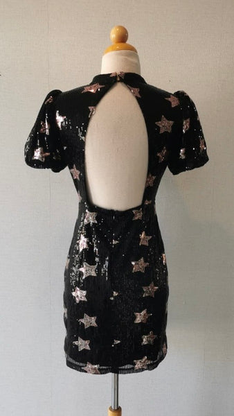 VESTIDO NEGRO LENTEJUELA ESTRELLAS