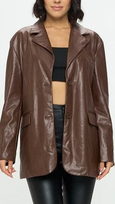 Blazer café piel