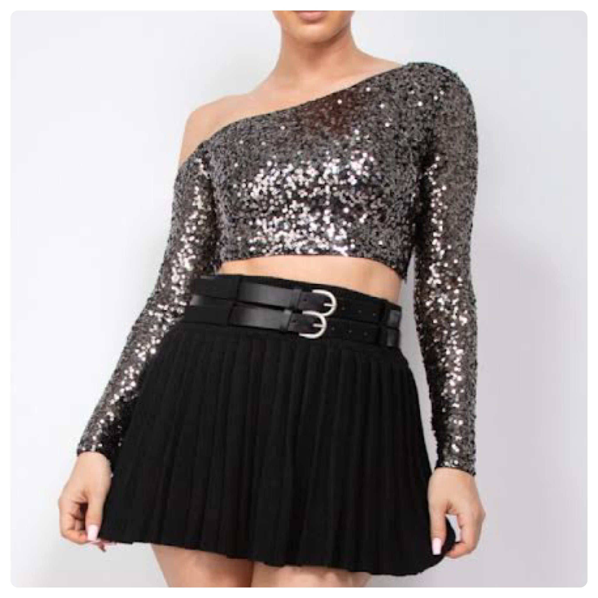 Crop top plata lentejuela