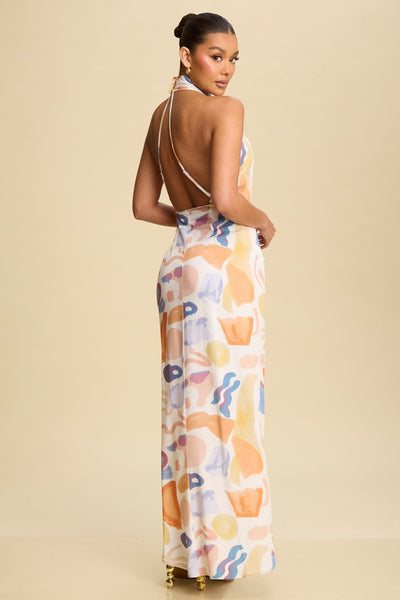 Vestido colores beige a media pierna