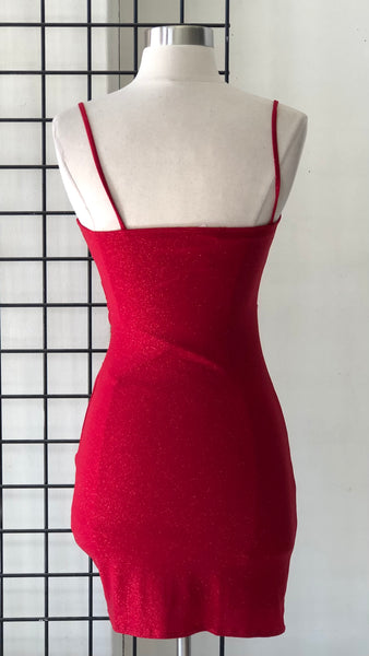 Vestido rojo brillos