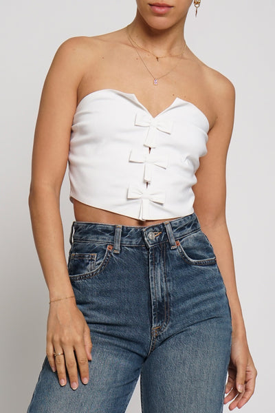 Crop top blanco moños