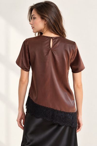Blusa café manga