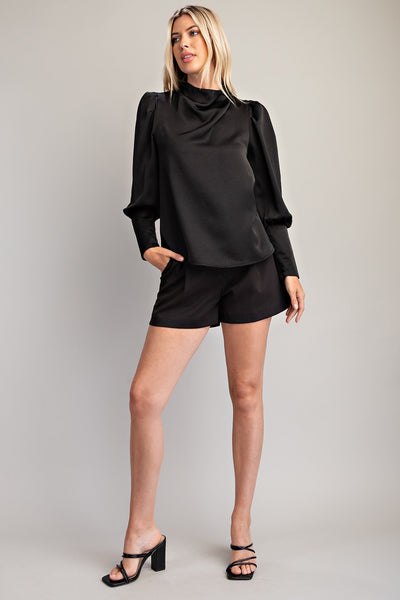 Blusa negra satín