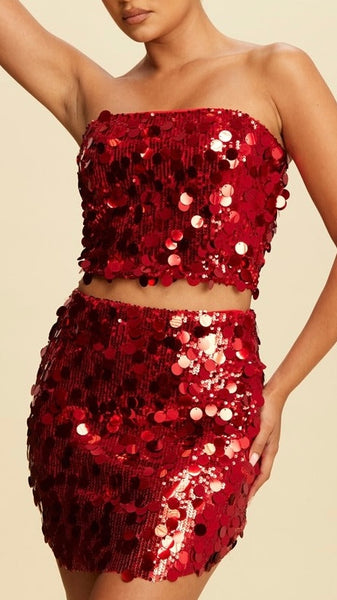 Conjunto rojo lentejuelas