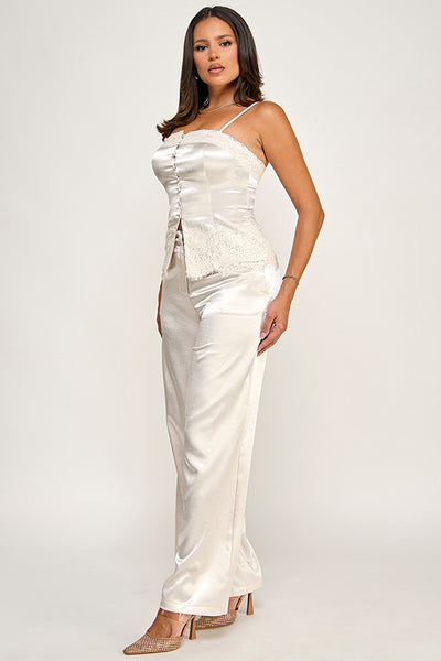 Conjunto beige satín