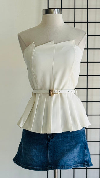Blusa blanca strapless