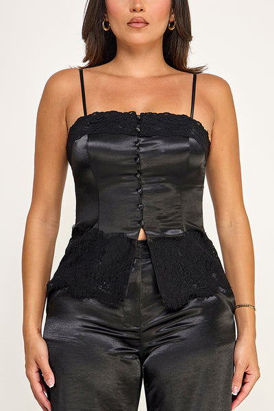 Conjunto negro satín