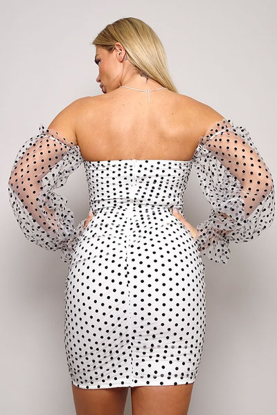 Vestido beige negro lunares