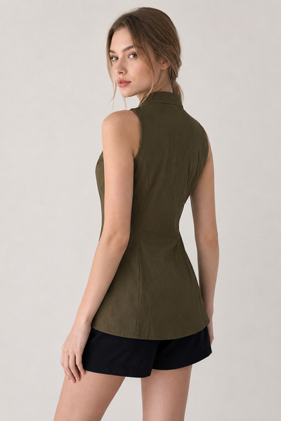 Blusa verde sin manga napoléon