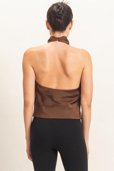 Blusa café halter