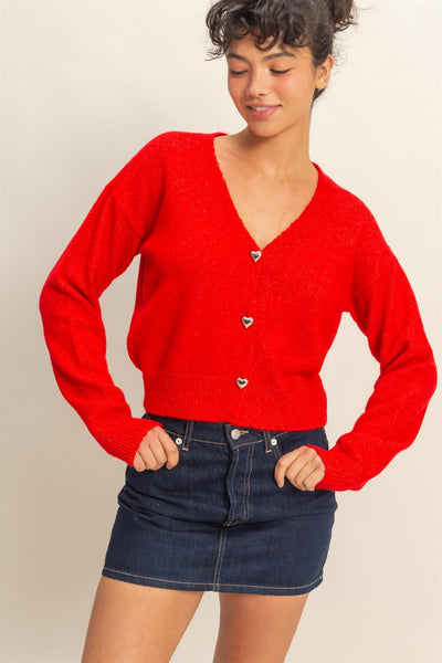 Suéter rojo cardigan