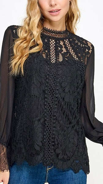 Blusa negra encaje