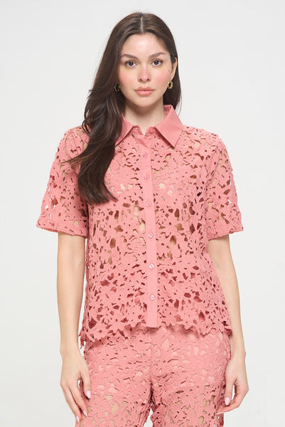 Blusa rosa crochet camisola