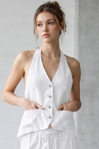 Blusa blanca chaleco lino