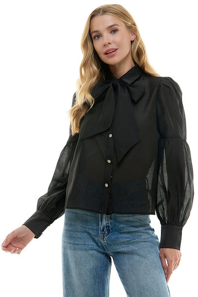 Blusa negra corbata camisola