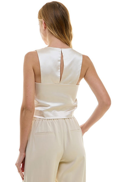Crop top beige satin