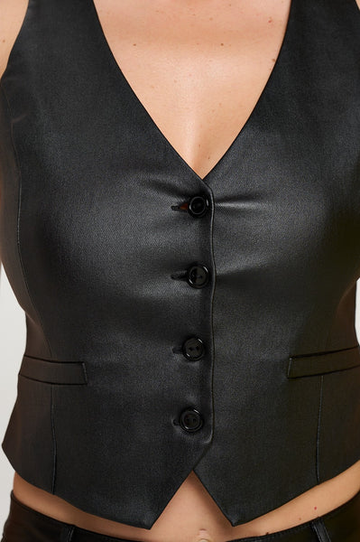 Chaleco negro piel