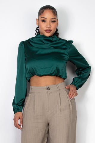 Crop top verde satín