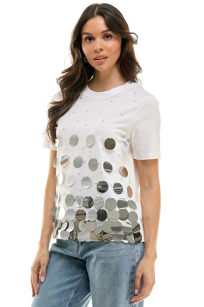 Camiseta blanca plata