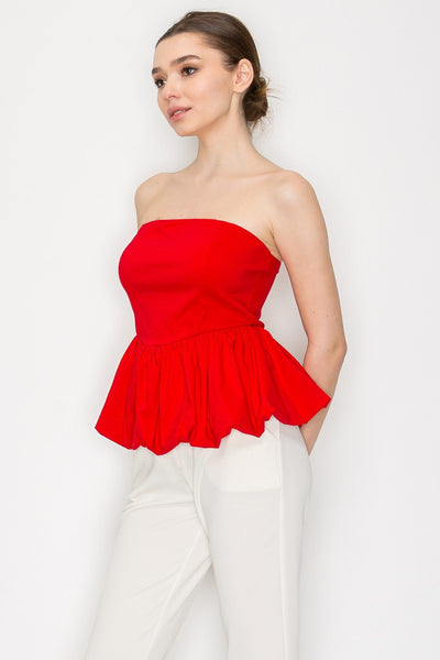 Blusa roja strapless