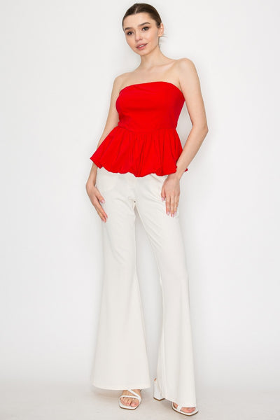 Blusa roja strapless