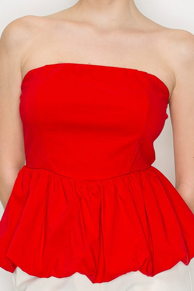 Blusa roja strapless