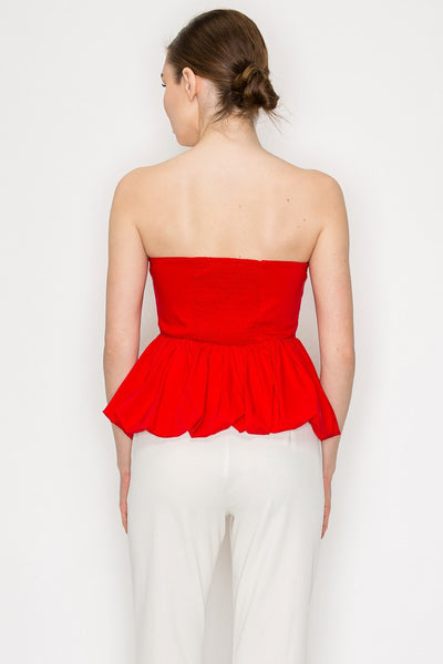 Blusa roja strapless