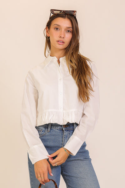 Blusa blanca botones burbuja