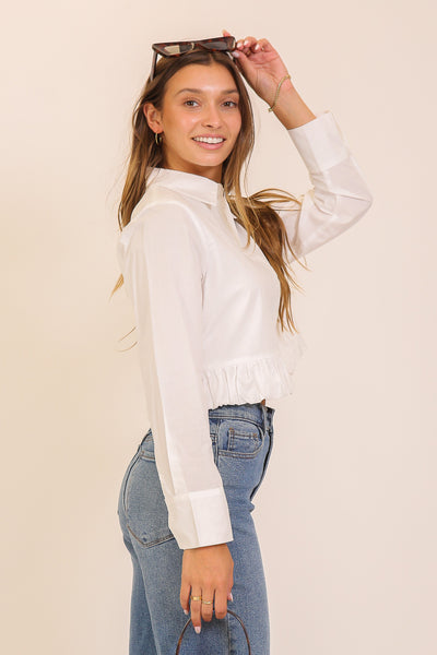 Blusa blanca botones burbuja
