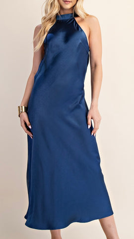 Vestido azul a media pierna