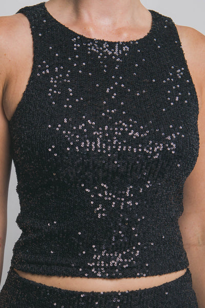 Conjunto negro lentejuela falda