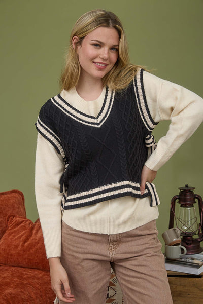 Suéter blusa negro beige