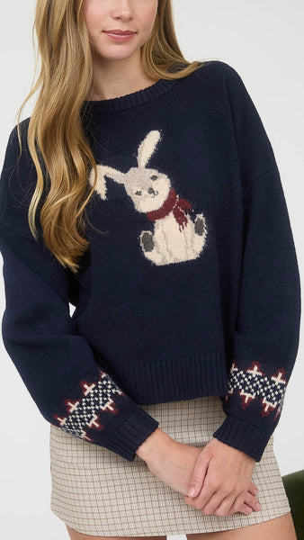 Suéter azul conejo
