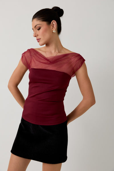 Blusa vino mesh