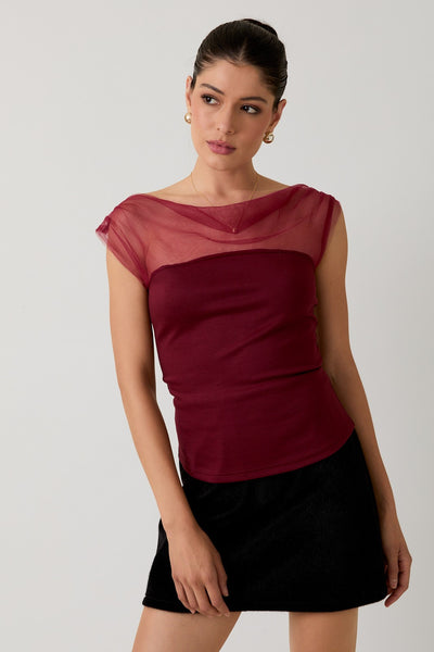 Blusa vino mesh
