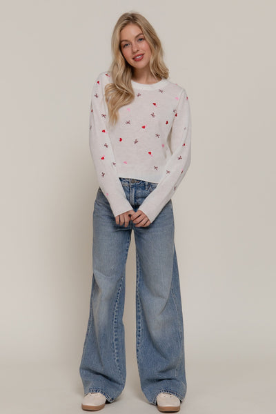 Suéter blanco corazón