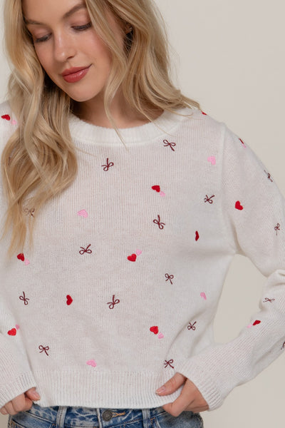 Suéter blanco corazón