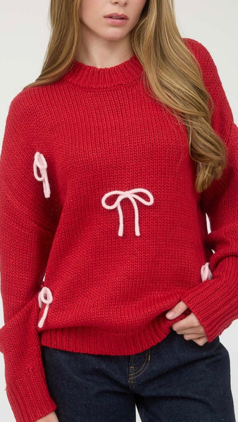 Suéter rojo moño