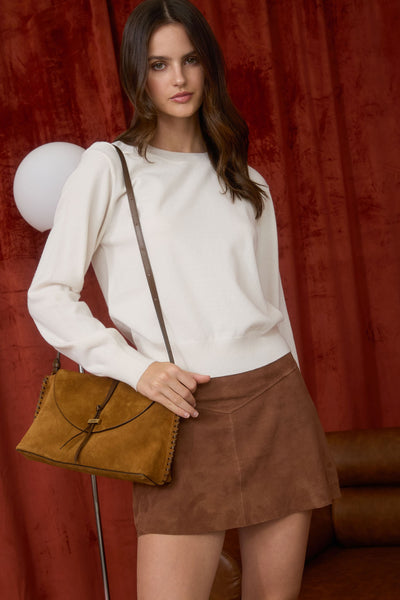 Suéter beige manga larga