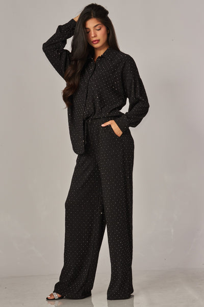 Conjunto negro brillos