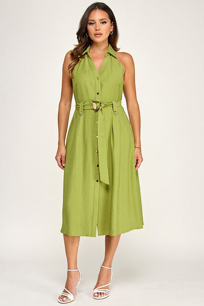 Vestido verde a media pierna