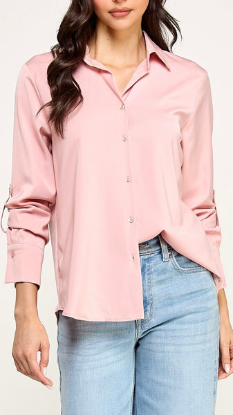 Blusa rosa botón camisola
