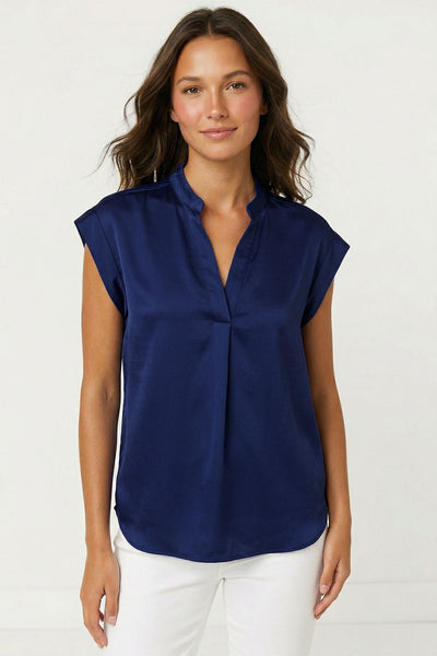 Blusa azul satín