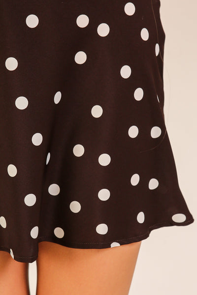 Falda lunares café